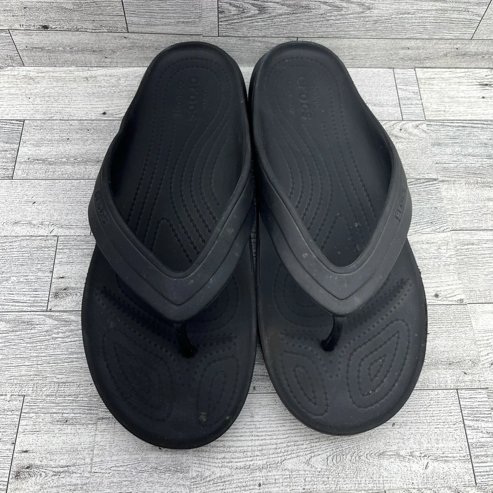 Crocs Classic Black Comfort Flip Flop Sandals 202635 Men Size‎ 11